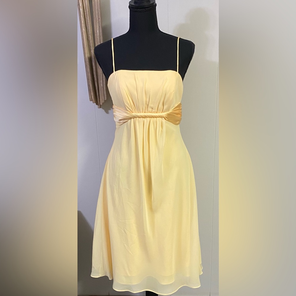 Alfred Angelo Yellow Spaghetti Strap Empire Waist Dress